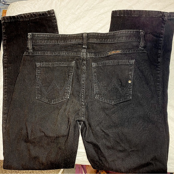 Wrangler Stretchy Q Baby Black Bootcut Jeans Denim Vintage size 7 x 31 inseam - Picture 1 of 16